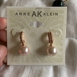 Anne Klein Rose Gold Pearl Earrings